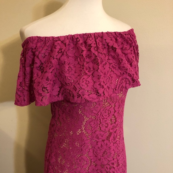 Eliza J Lace Purple Pink Off the Shoulder Dress - Picture 14 of 14